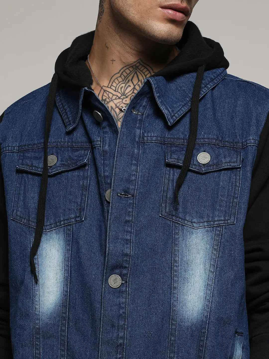 Black & Blue Button-Front Medium-Wash Denim Jacket