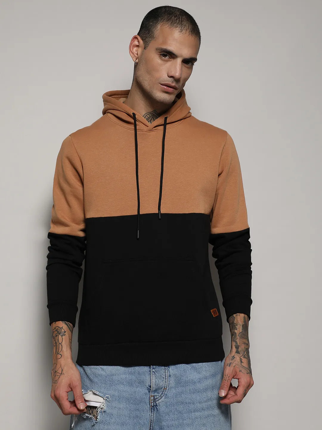 Pullover Hoodie With Ribbed Hem