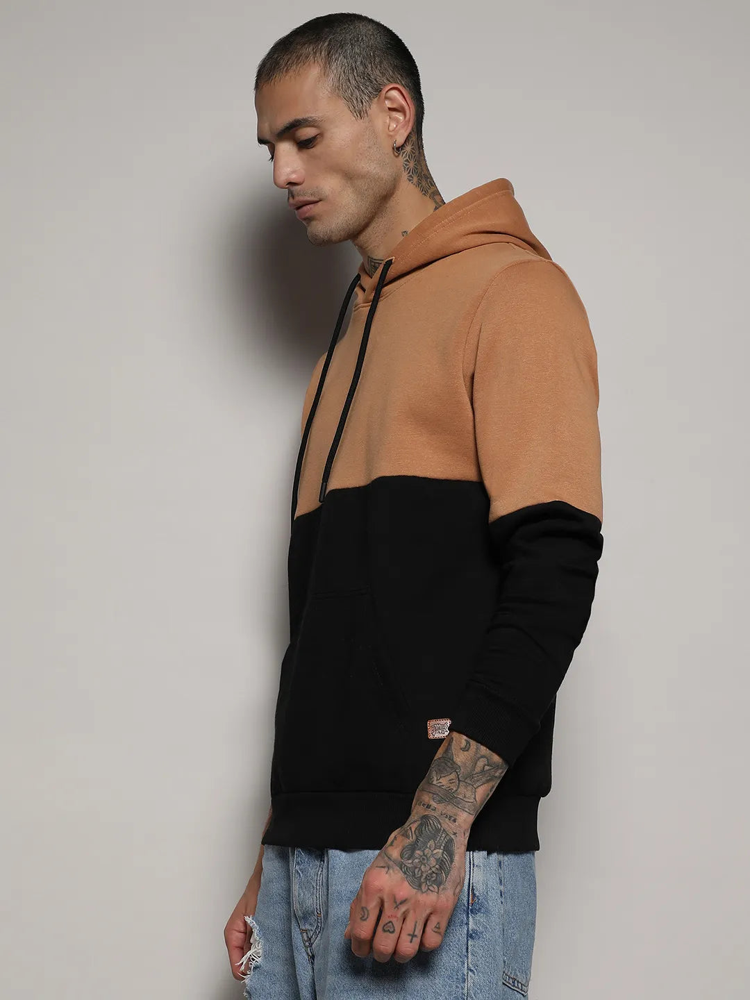 Pullover Hoodie With Ribbed Hem