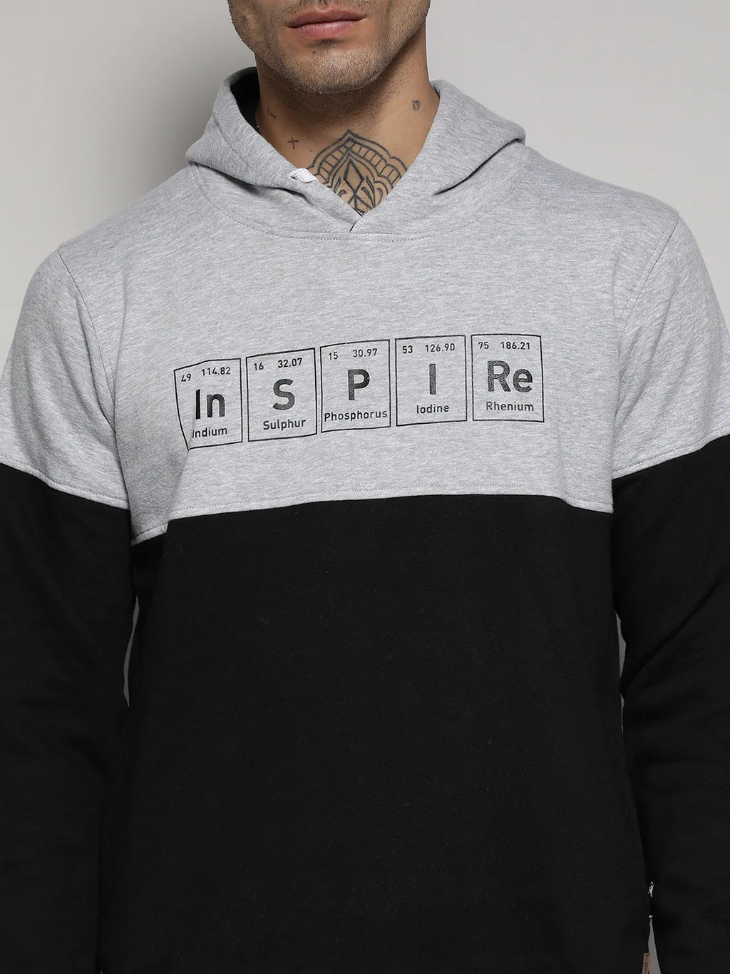Black & Grey Inspire Hoodie With Kangaroo Pocket