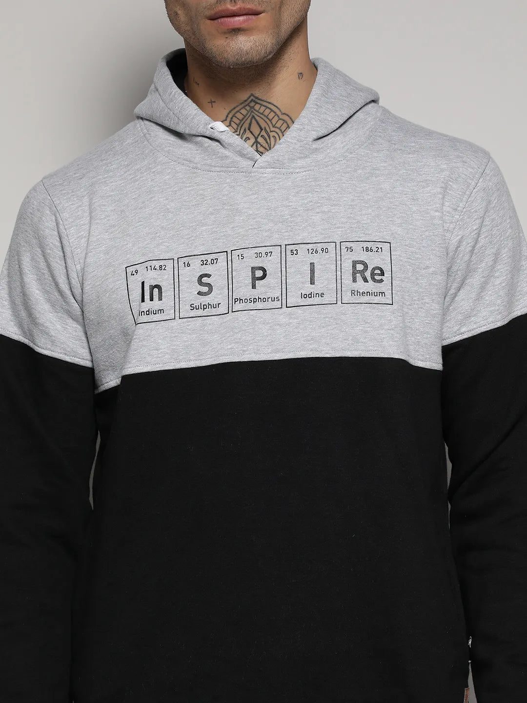 Black & Grey Inspire Hoodie With Kangaroo Pocket