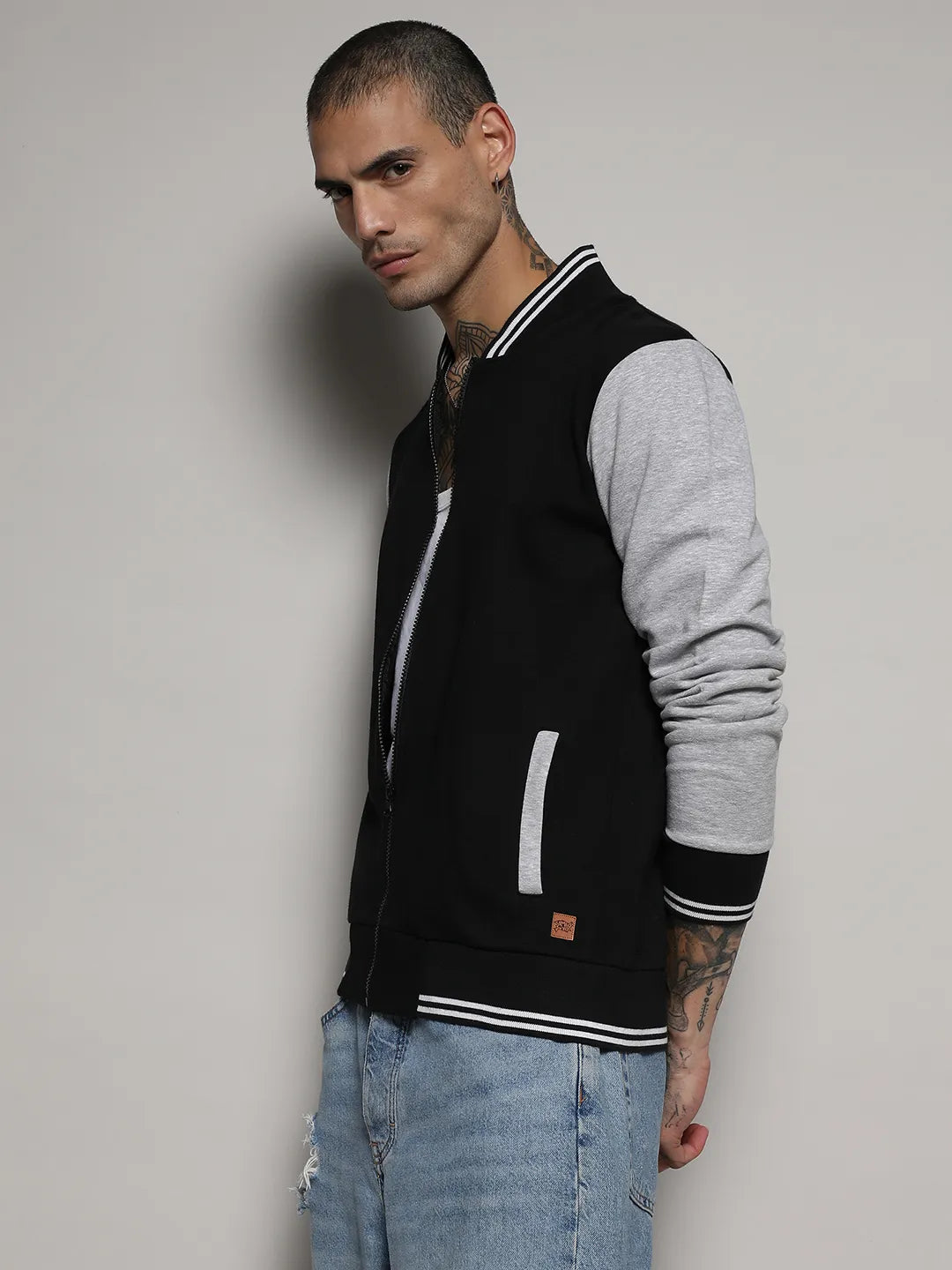 Zip-Front Jacket With Open-Angled Pocket