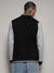 Black & Grey Zip-Front Varsity Jacket With Open-Angled Pocket