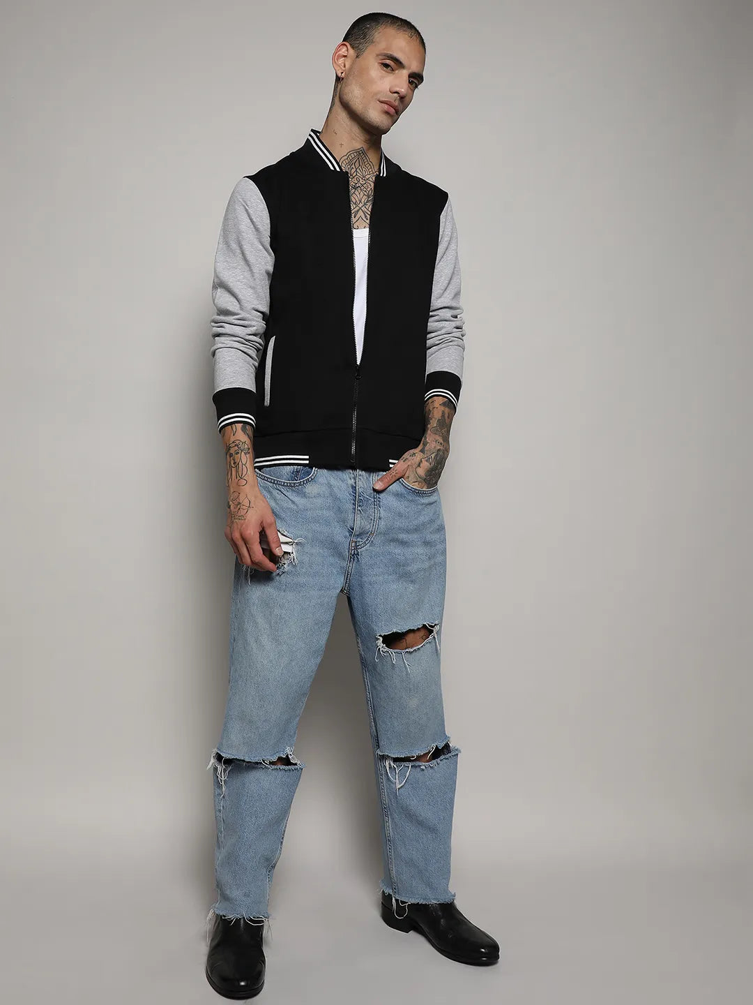 Zip-Front Jacket With Open-Angled Pocket