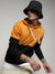 Black & Mustard Yellow Pullover Hoodie With Ribbed Hem