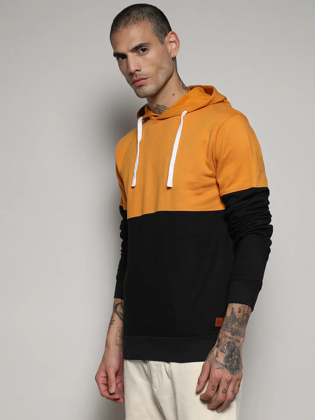Pullover Hoodie With Ribbed Hem