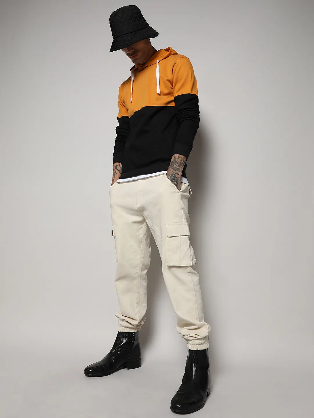 Pullover Hoodie With Ribbed Hem