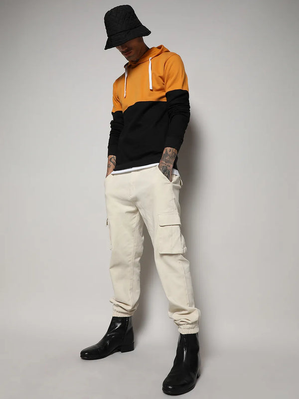 Pullover Hoodie With Ribbed Hem