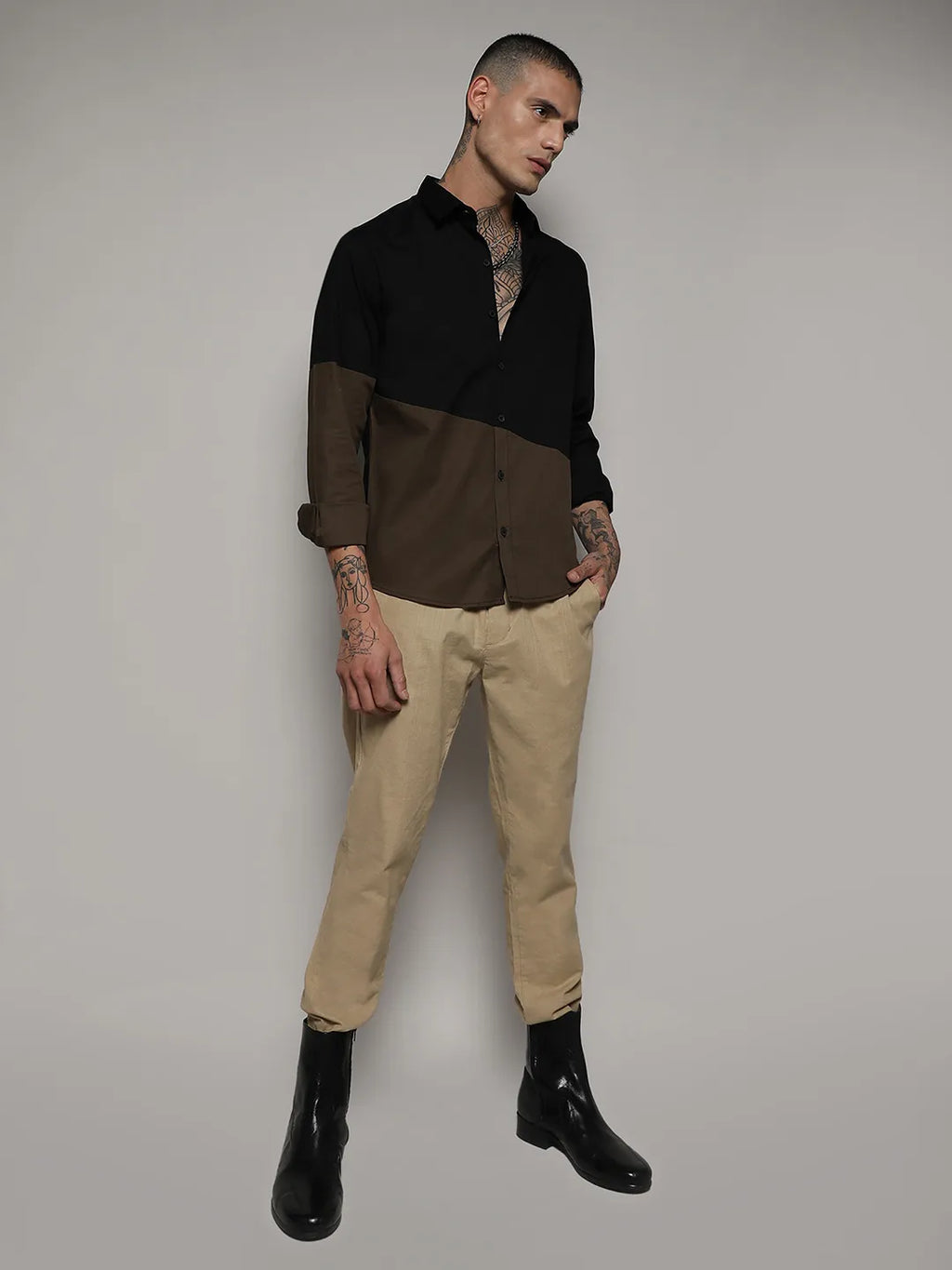Contrast Panel Shirt