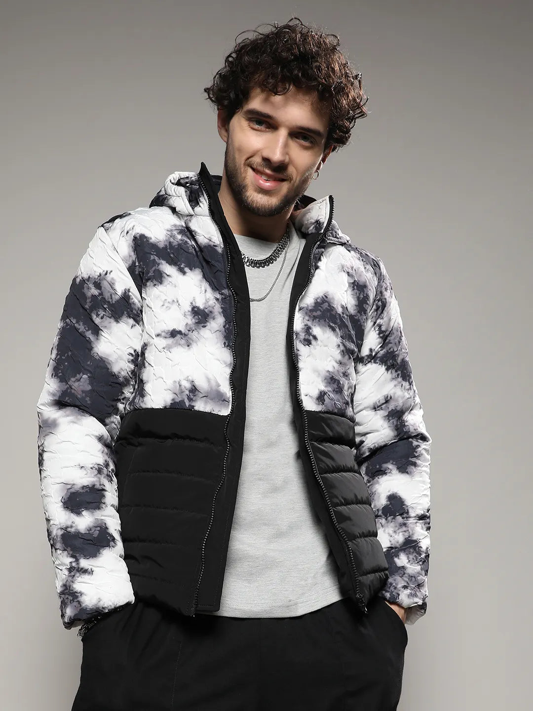 Black and white bubble coat on sale