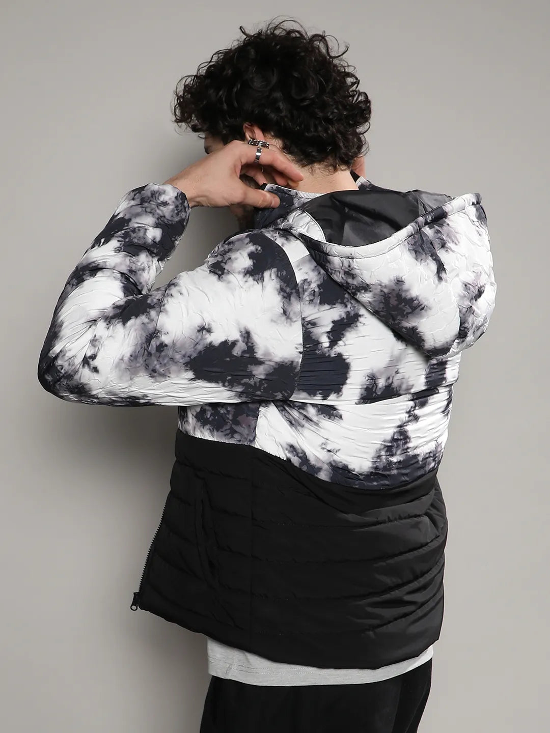 Tie-Dye Block Puffer Jacket