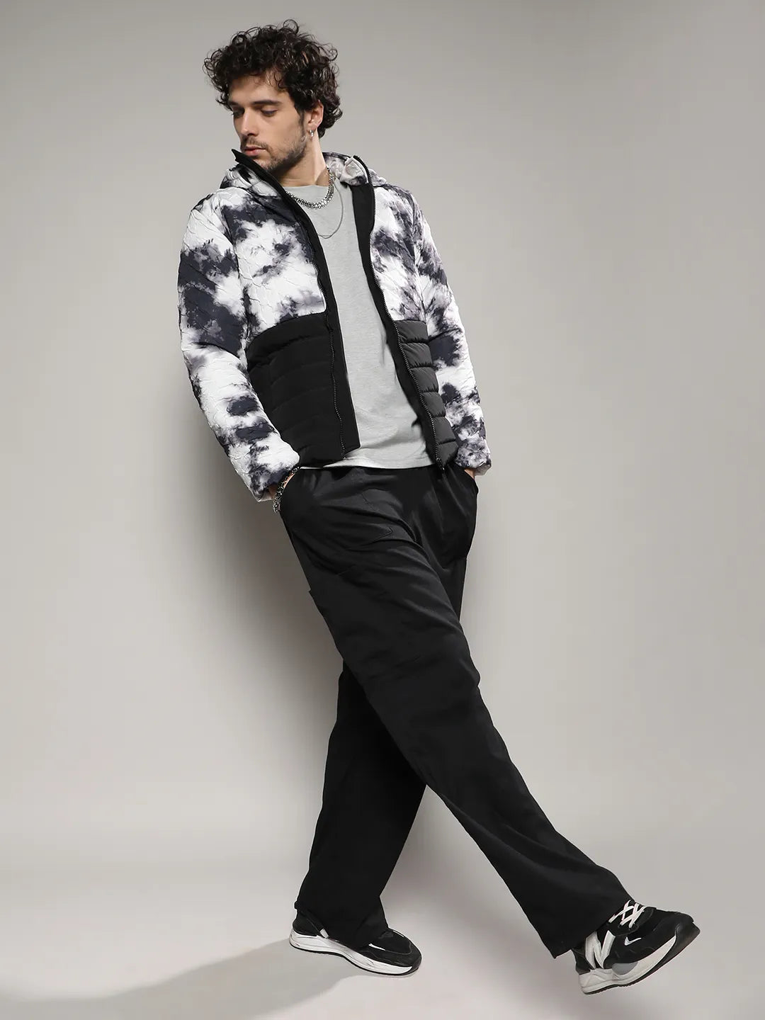 Tie-Dye Block Puffer Jacket