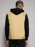 Black & Yellow Light-Wash Denim Jacket With Sweatshirt Sleeve