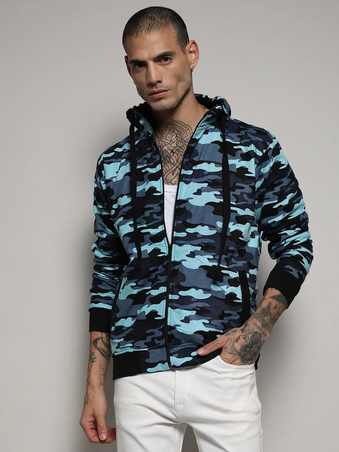 Camouflage Hoodie With Insert Pocket