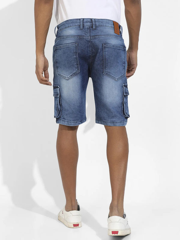 Distressed Cargo Denim Shorts