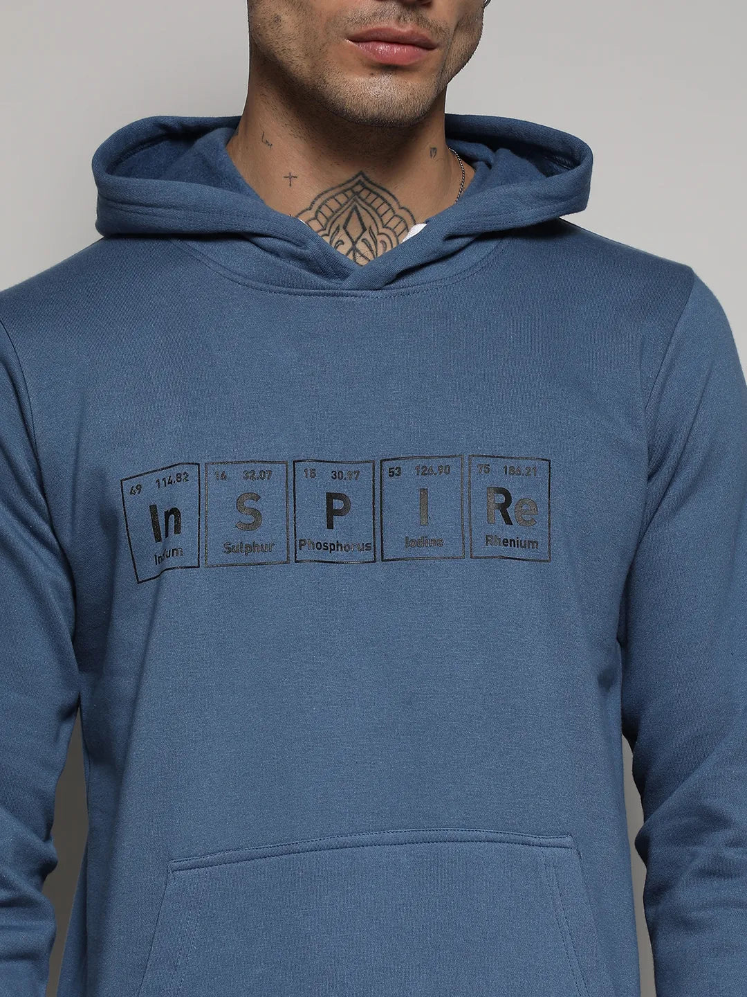 Blue Inspire Hoodie With Kangaroo Pocket