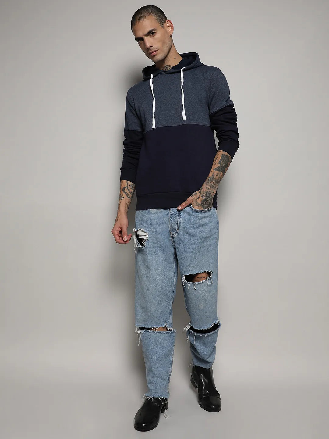 Pullover Hoodie With Contrast Detail