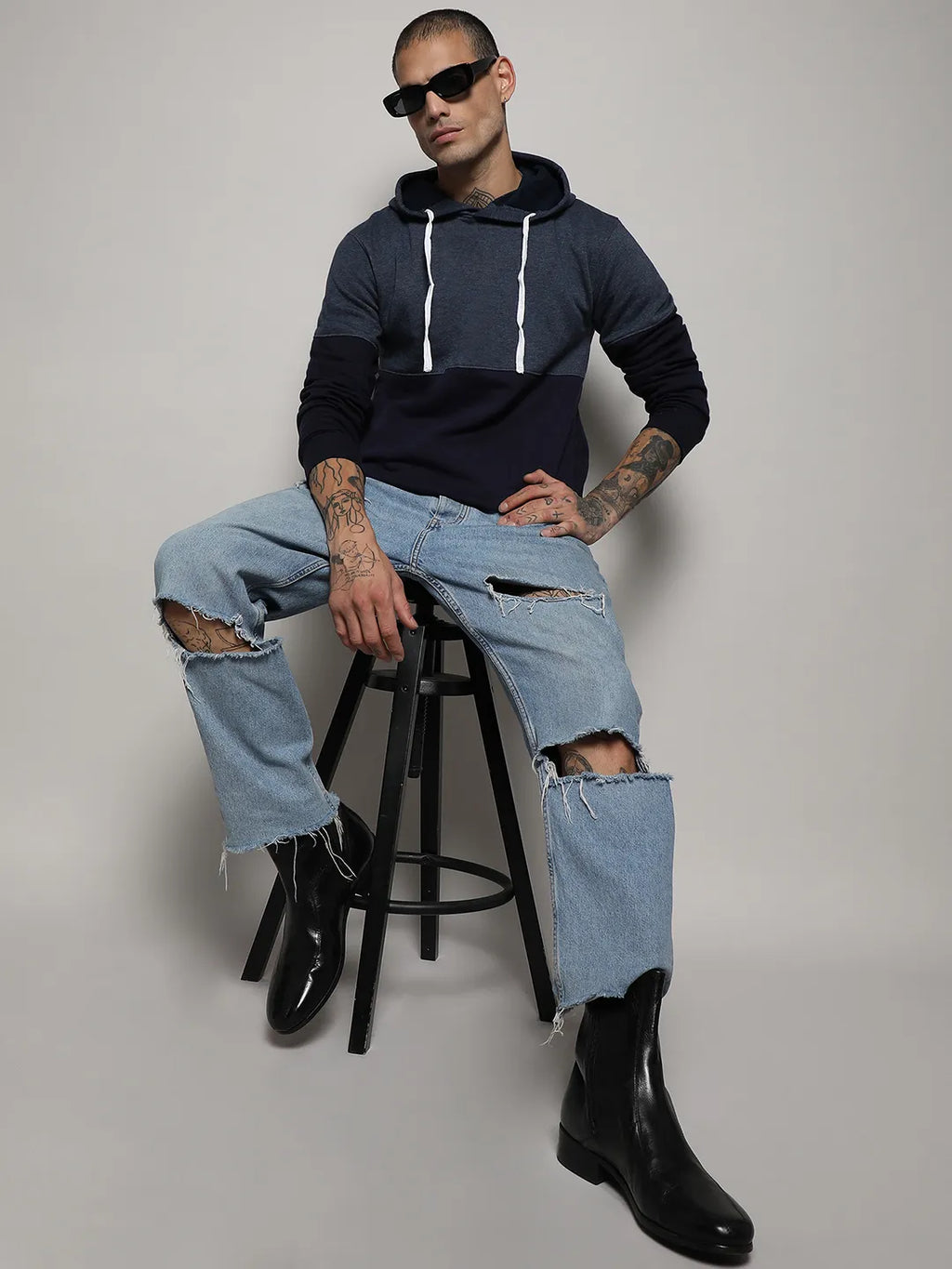 Pullover Hoodie With Contrast Detail