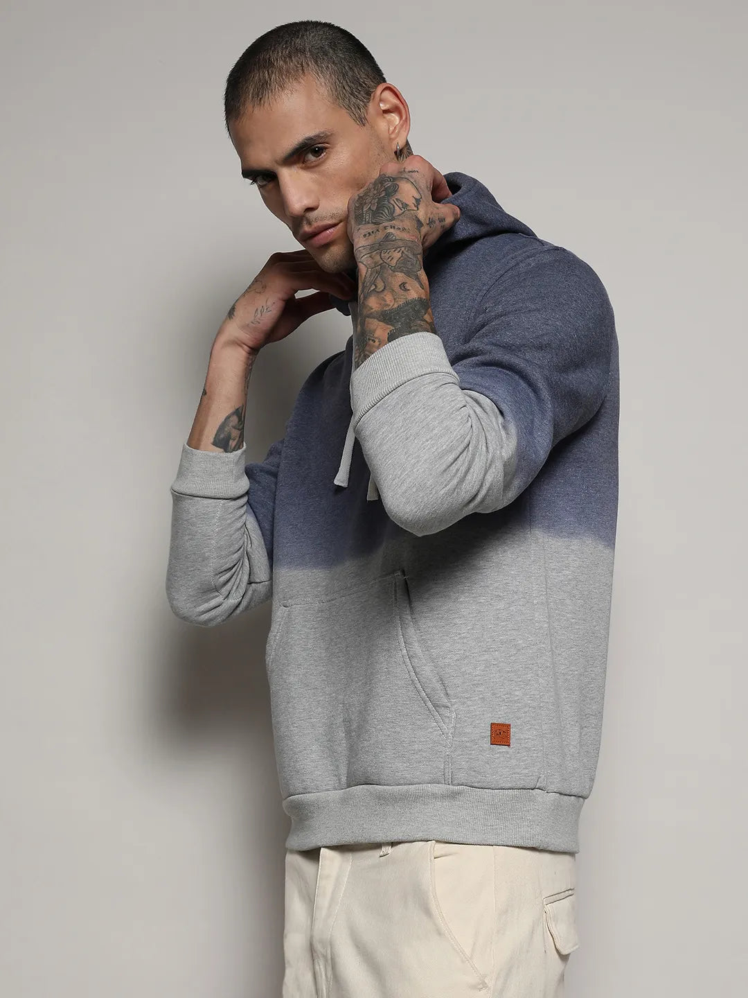 Pullover Ombre Sweatshirt With Ribbed Hem