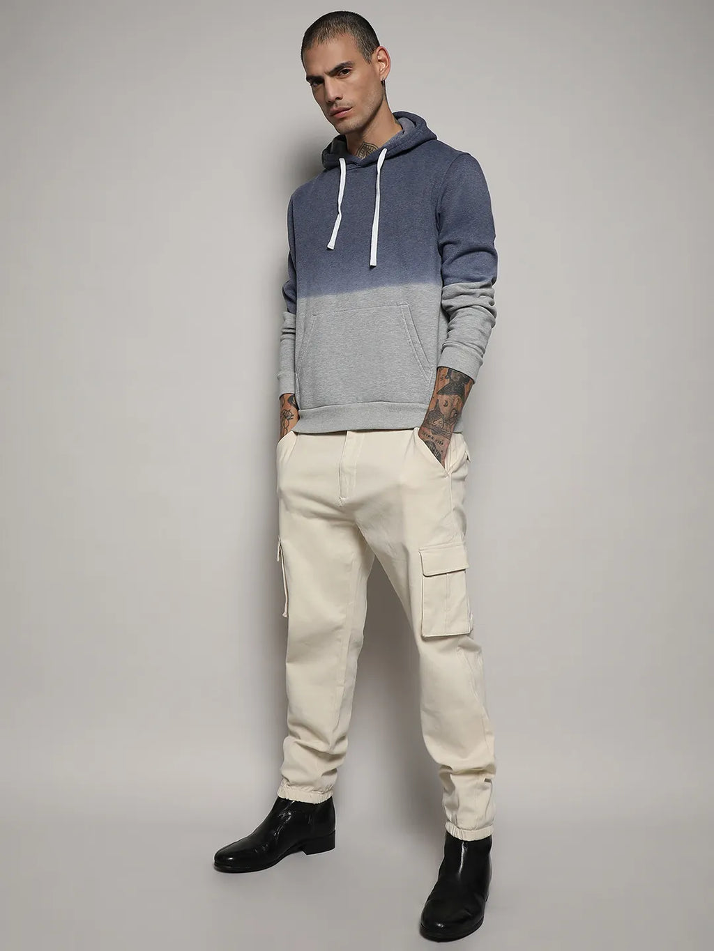 Pullover Ombre Sweatshirt With Ribbed Hem