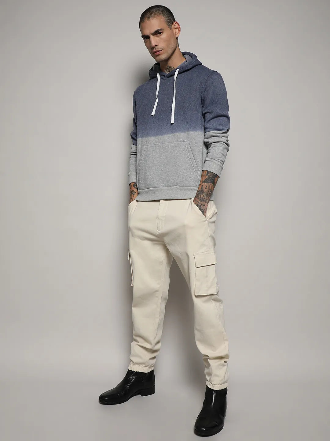 Pullover Ombre Sweatshirt With Ribbed Hem