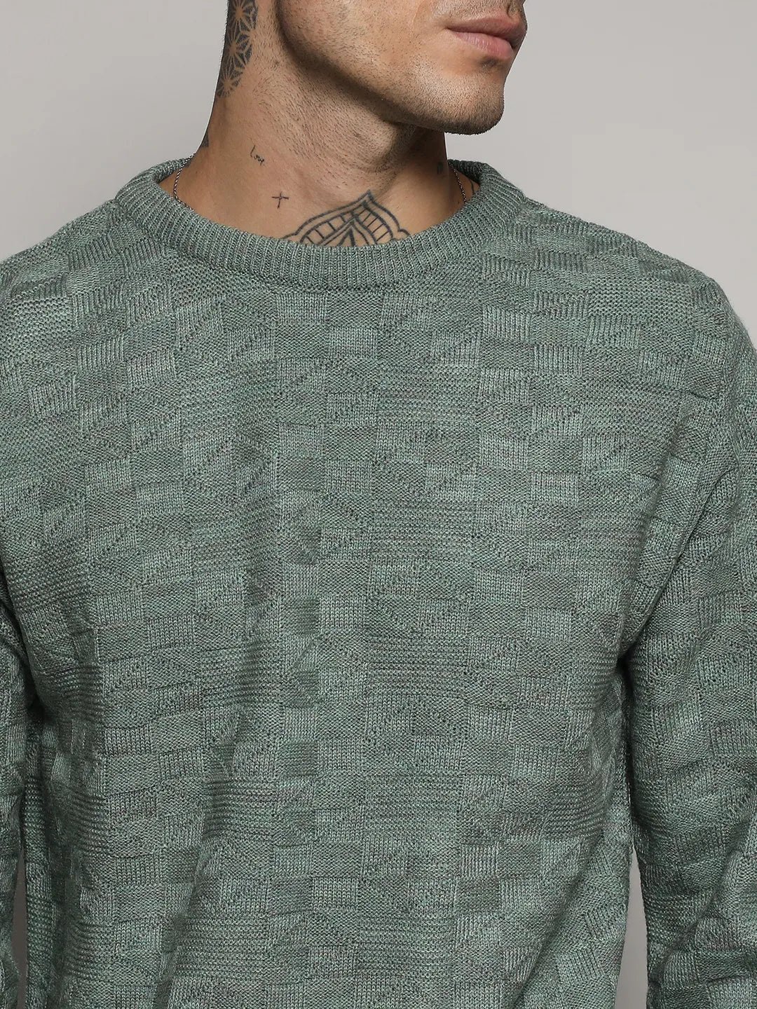 Blush Green Textured Knit Sweater