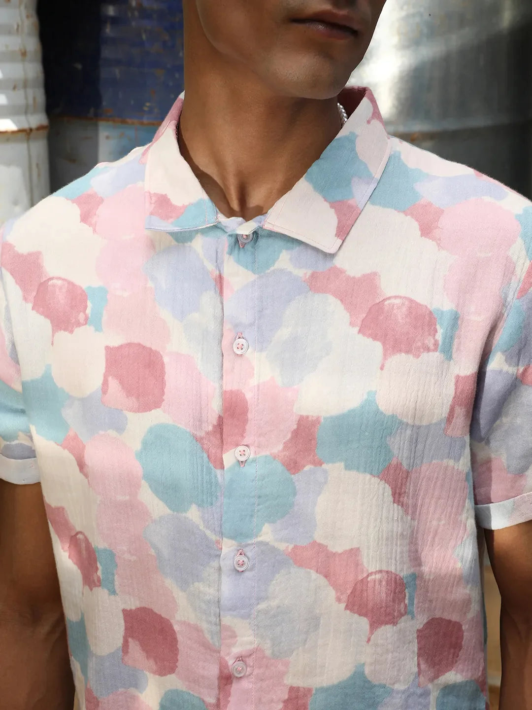 Blush Pink & Light Blue Artistic Abstract Shirt