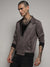 Brown Zip-Front Jacket With Ribbed Hem