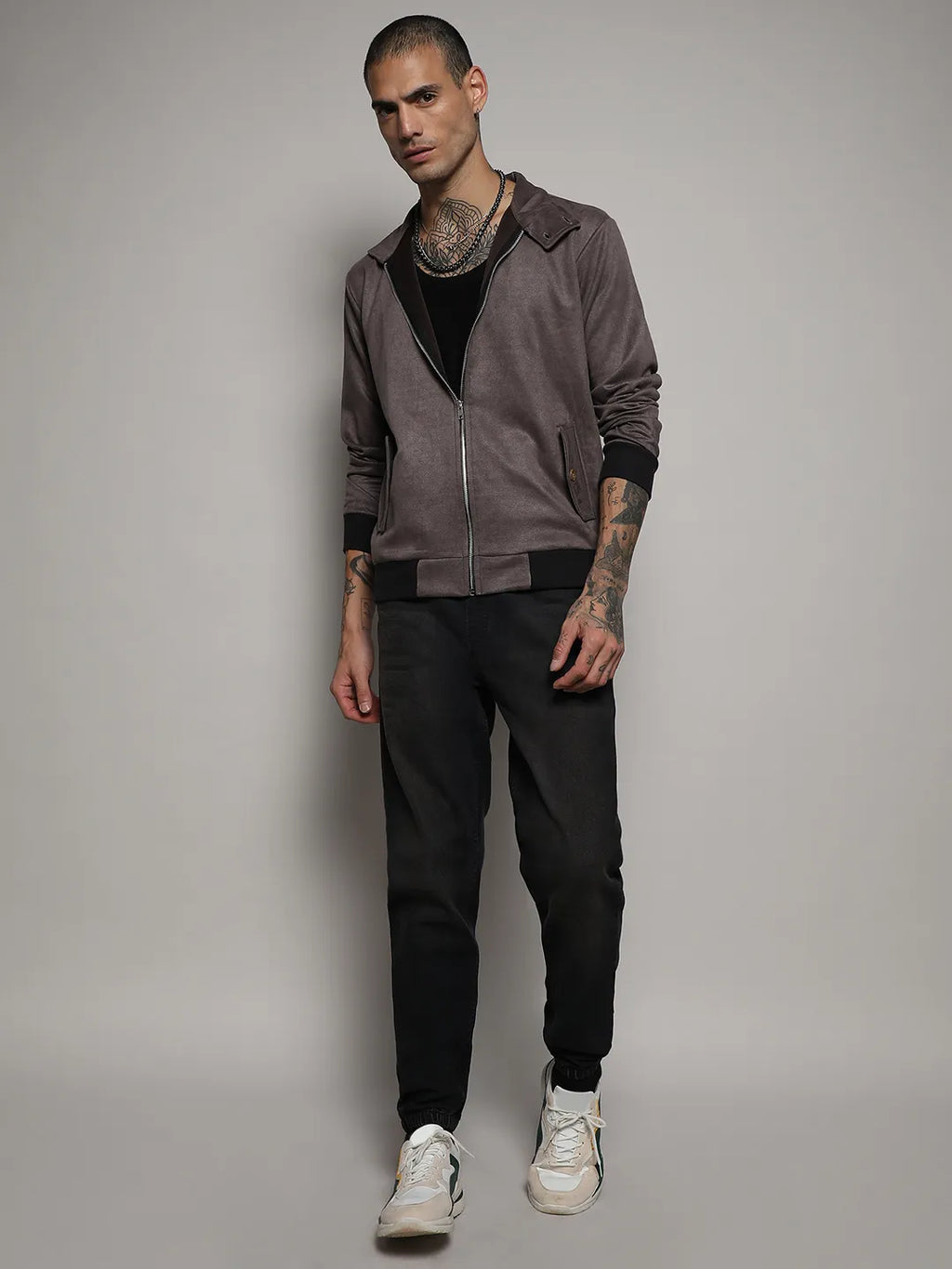 Zip-Front Jacket With Ribbed Hem