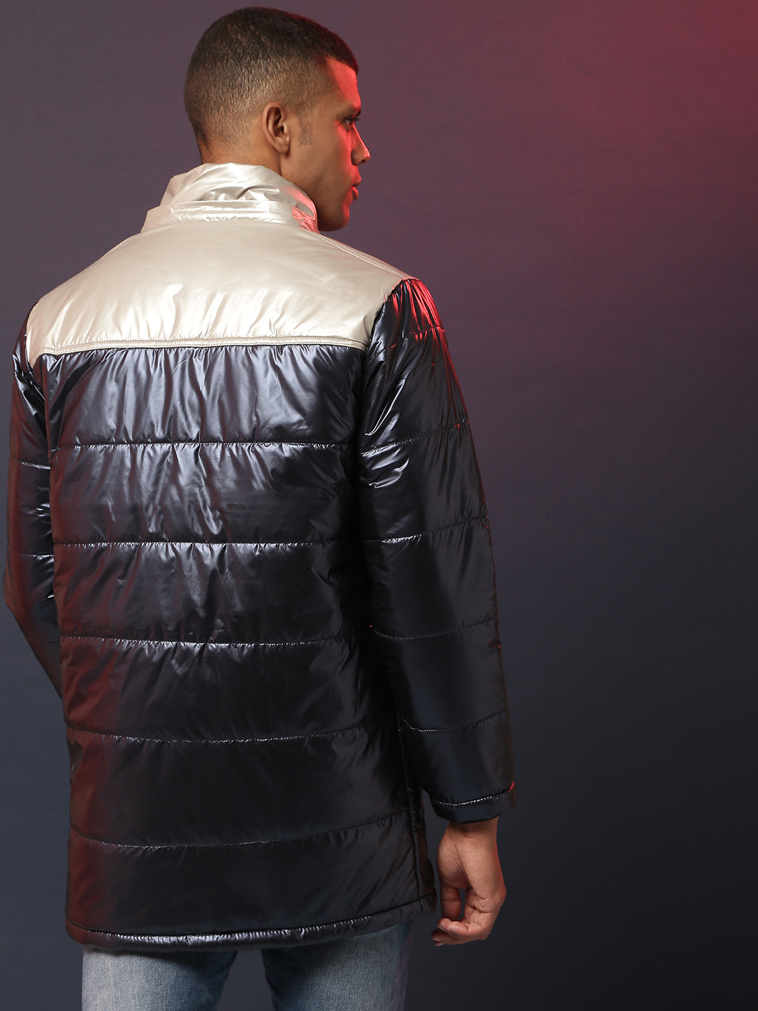 Zip-Front Puffer Jacket With Fur Detail