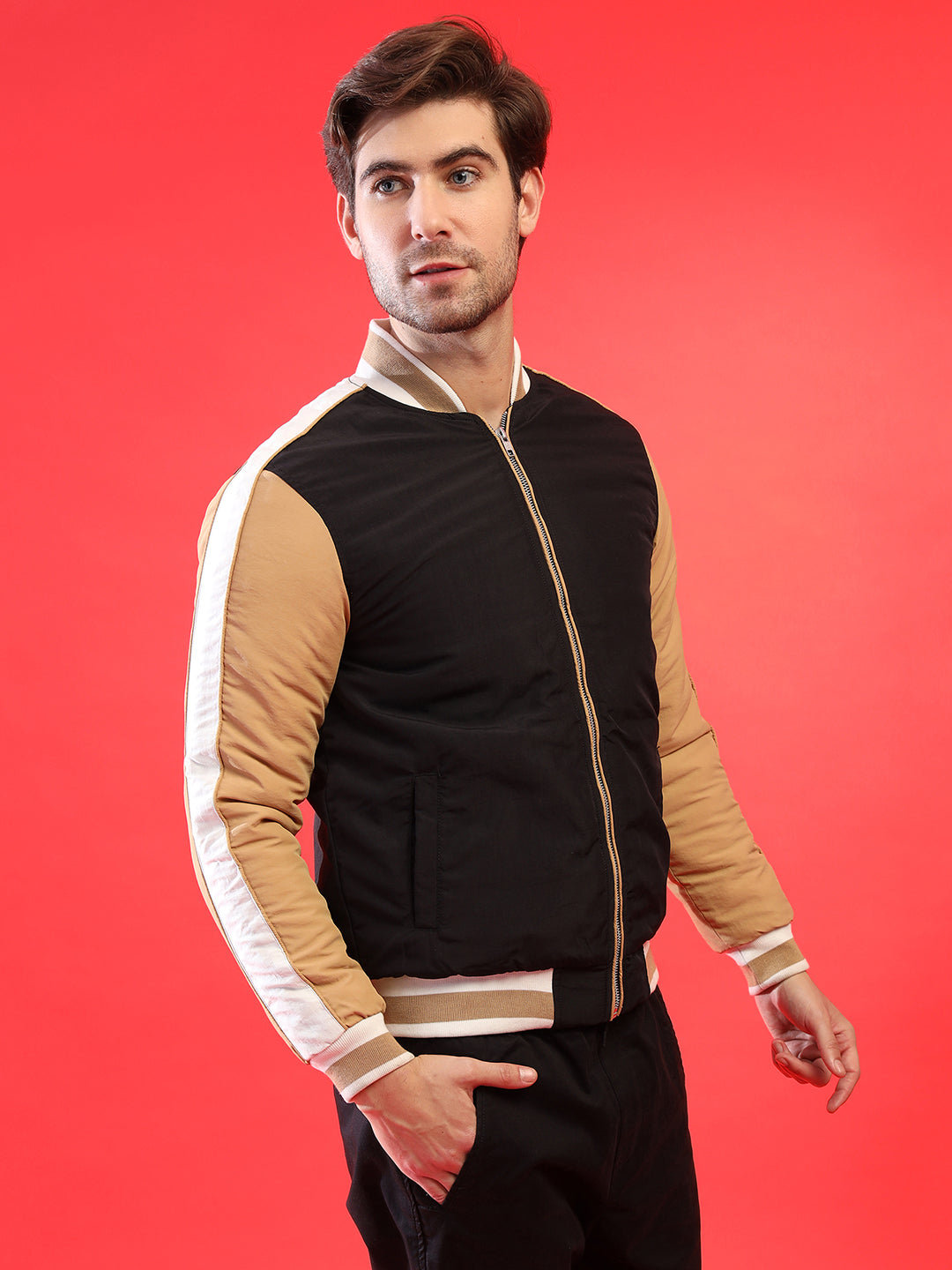 Puffer Jacket With Ribbed Hem