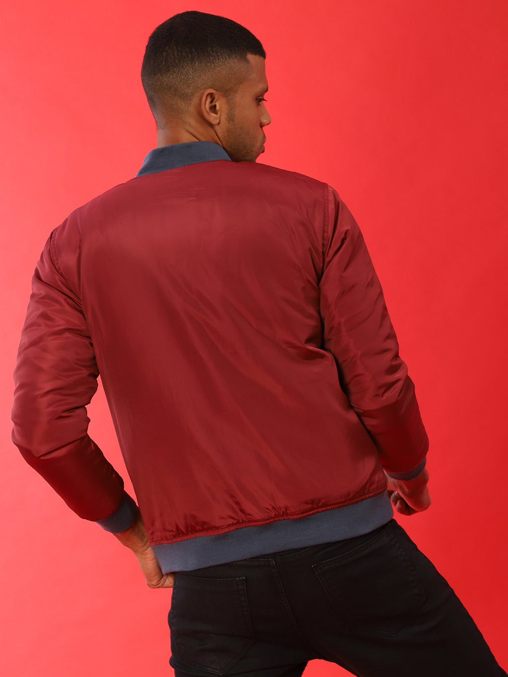 Zip-Front Puffer Jacket With Contrast Piping