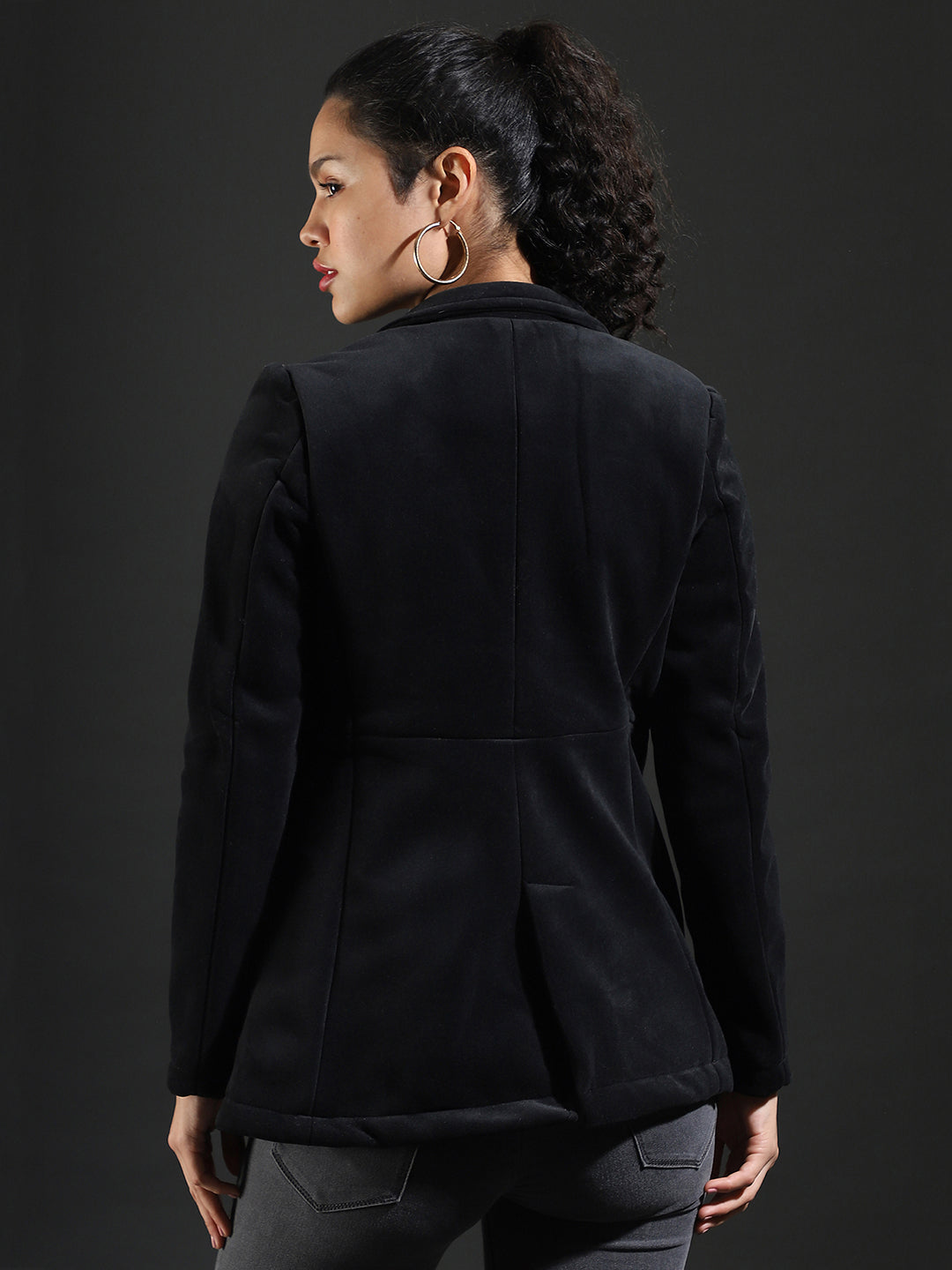 Single-Breasted Blazer With Power Shoulders