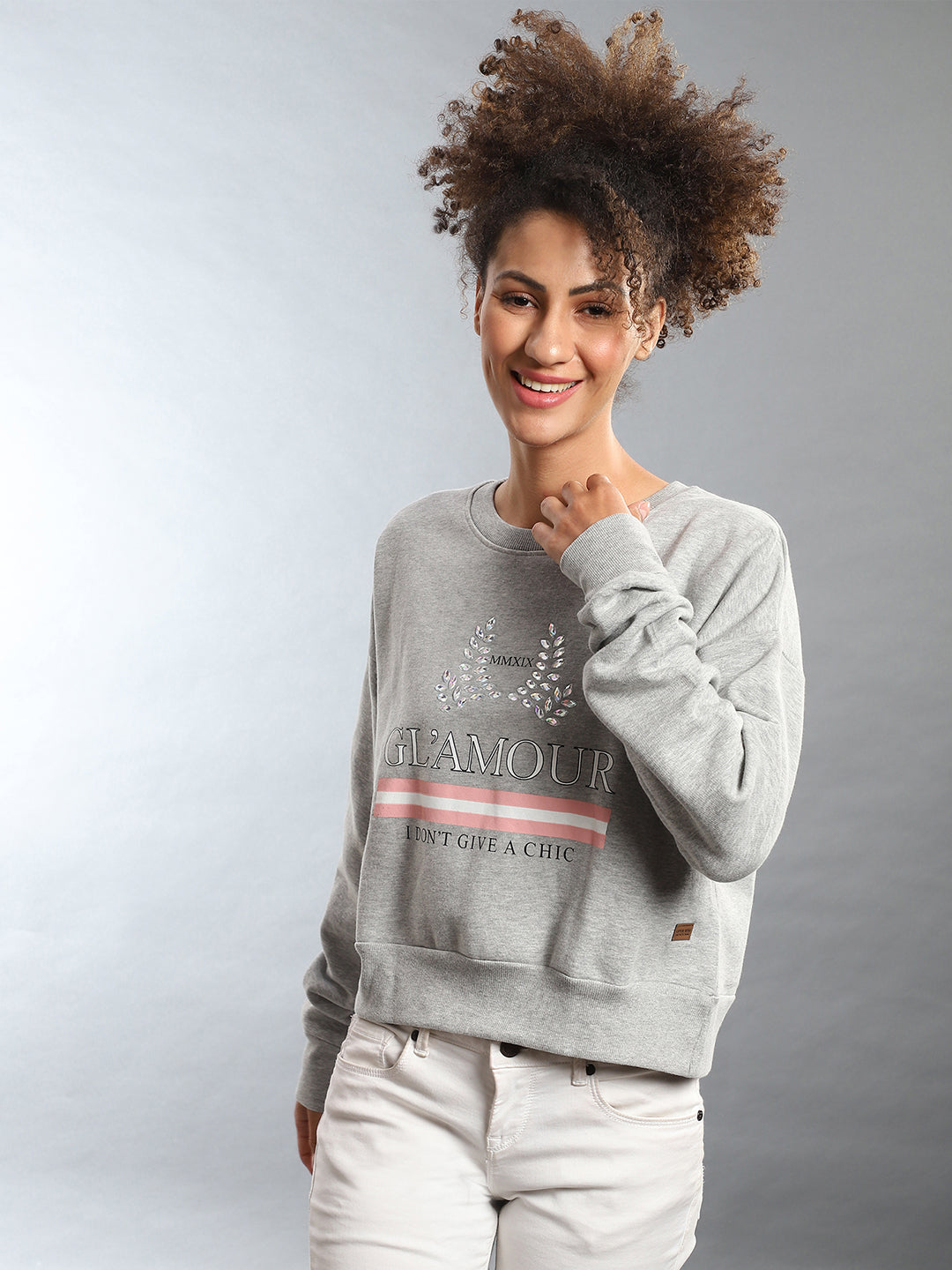 Glamour Sweatshirt With Ribbed Hem