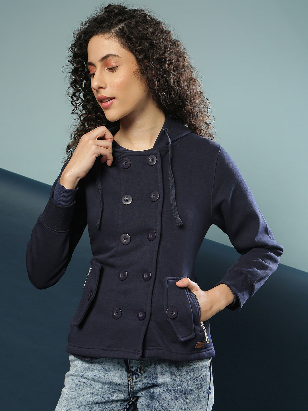 Double-Breasted Jacket With Angled Open Pockets