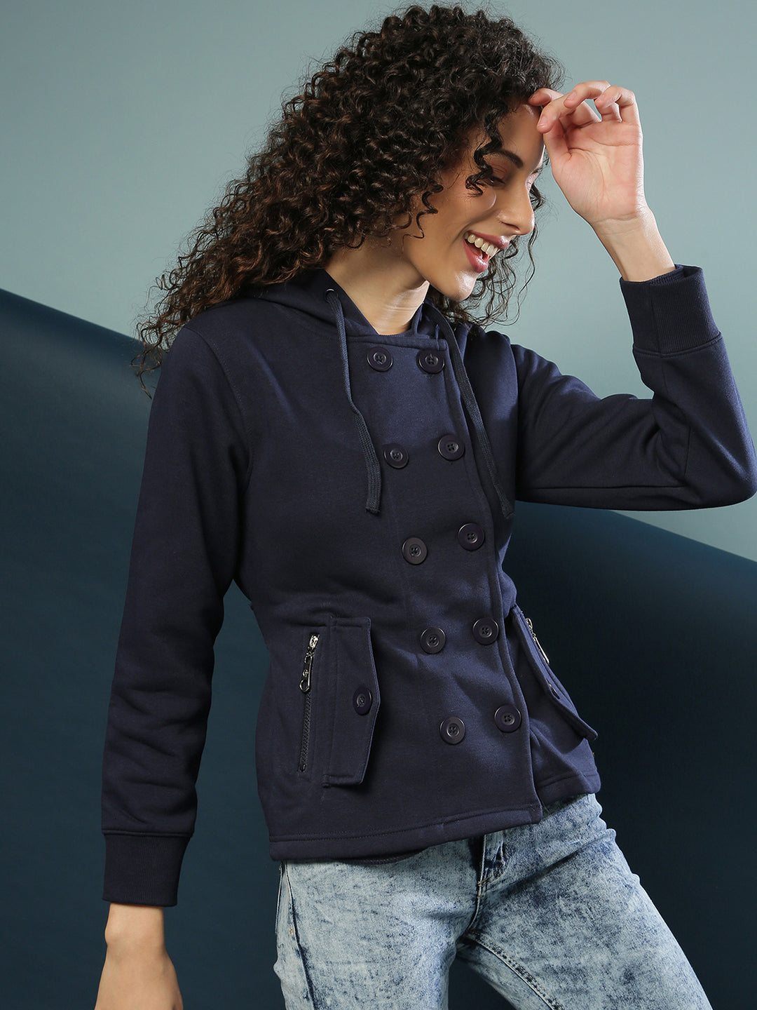 Double-Breasted Jacket With Angled Open Pockets