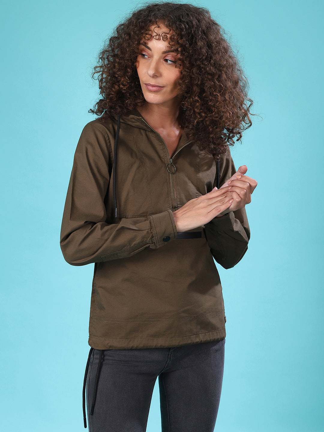 Solid Utility Jacket With Cuffed Sleeves