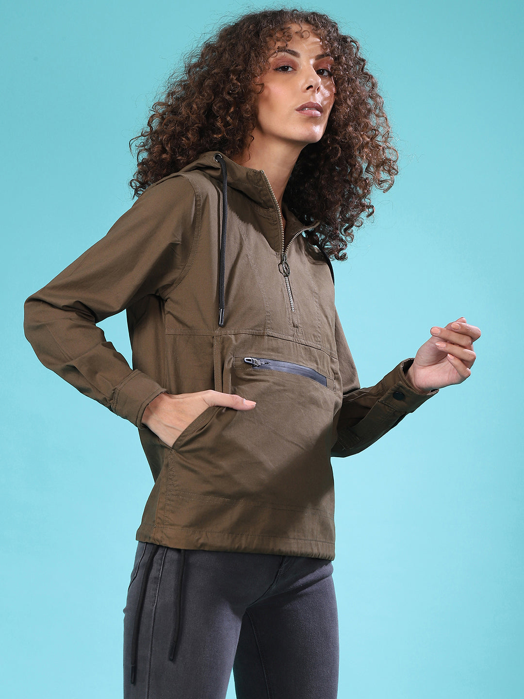 Solid Utility Jacket With Cuffed Sleeves