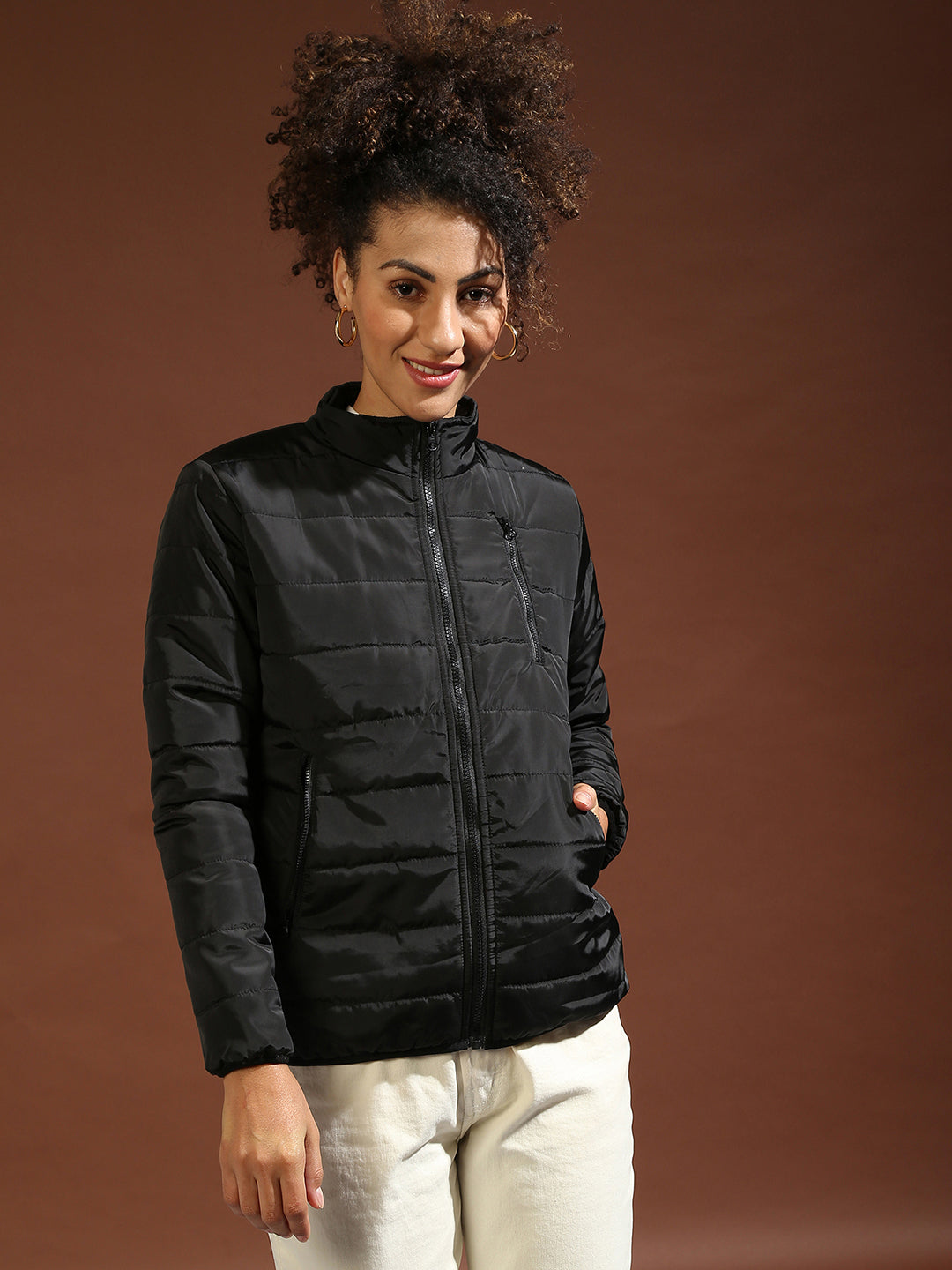 Zip-Front Quilted Puffer Jacket