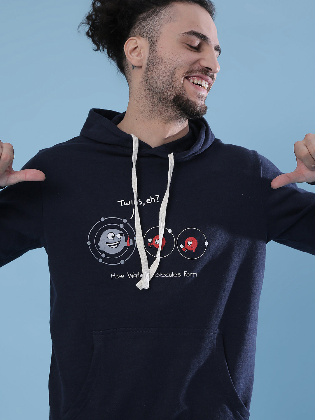 Water Molecules Hoodie With Kangaroo Pocket