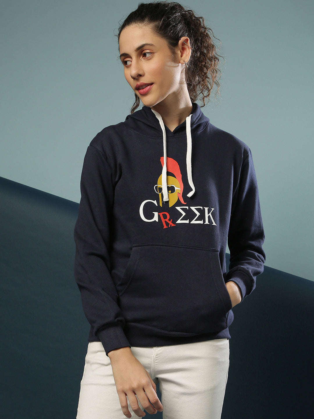 Greek Hoodie With Kangaroo Pocket