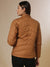 Brown Quilted Puffer Jacket With Zip Closure