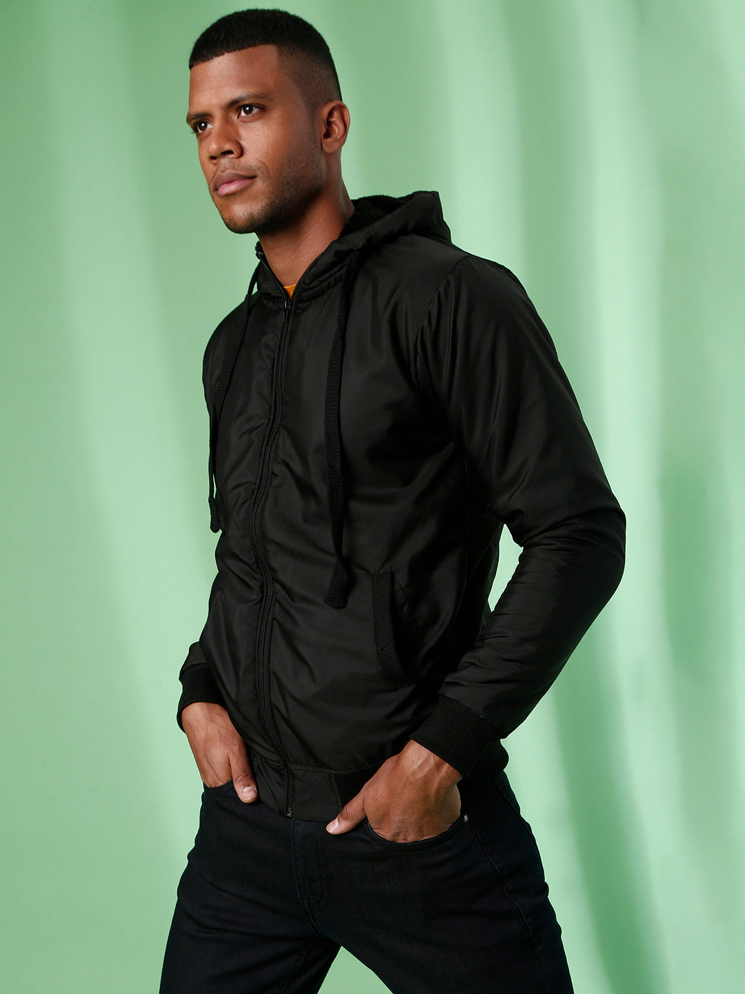 Zip-Front Jacket With Ribbed Hem