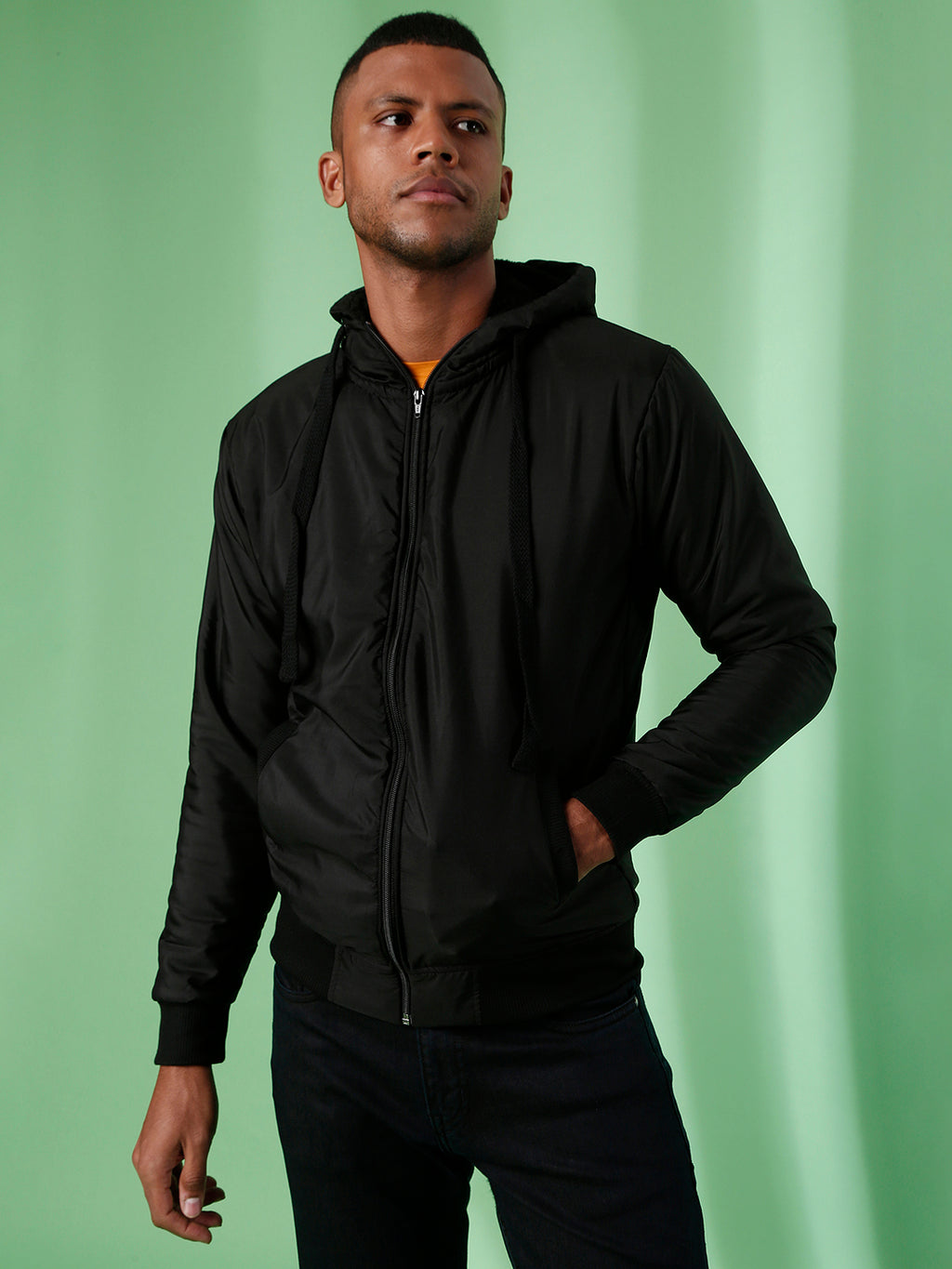 Zip-Front Jacket With Ribbed Hem