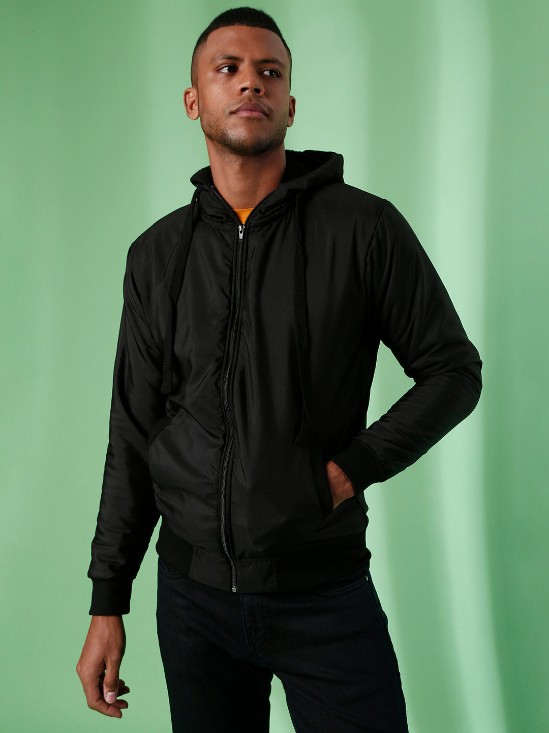 Zip-Front Jacket With Ribbed Hem