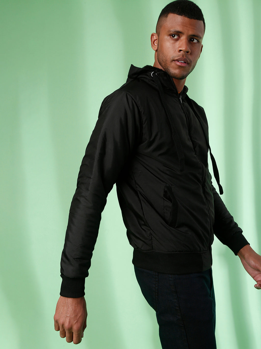 Zip-Front Jacket With Ribbed Hem