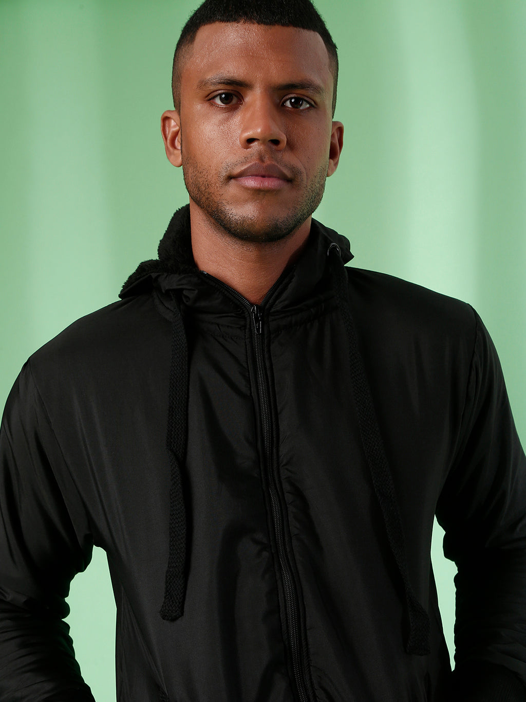 Zip-Front Jacket With Ribbed Hem