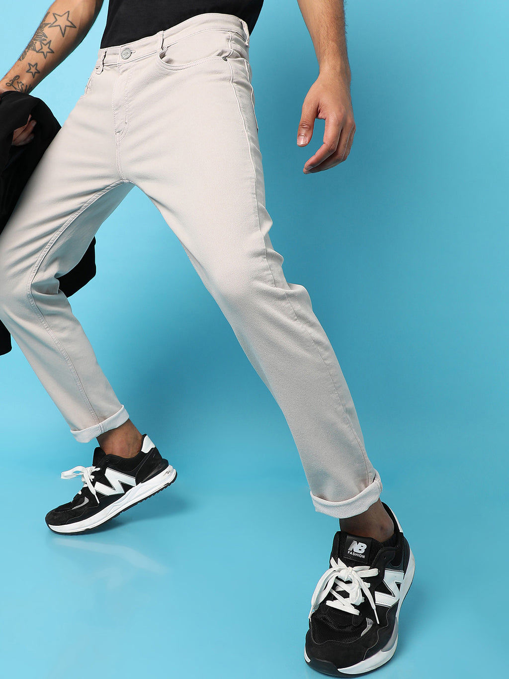 Rolled Hem Denim Jeans