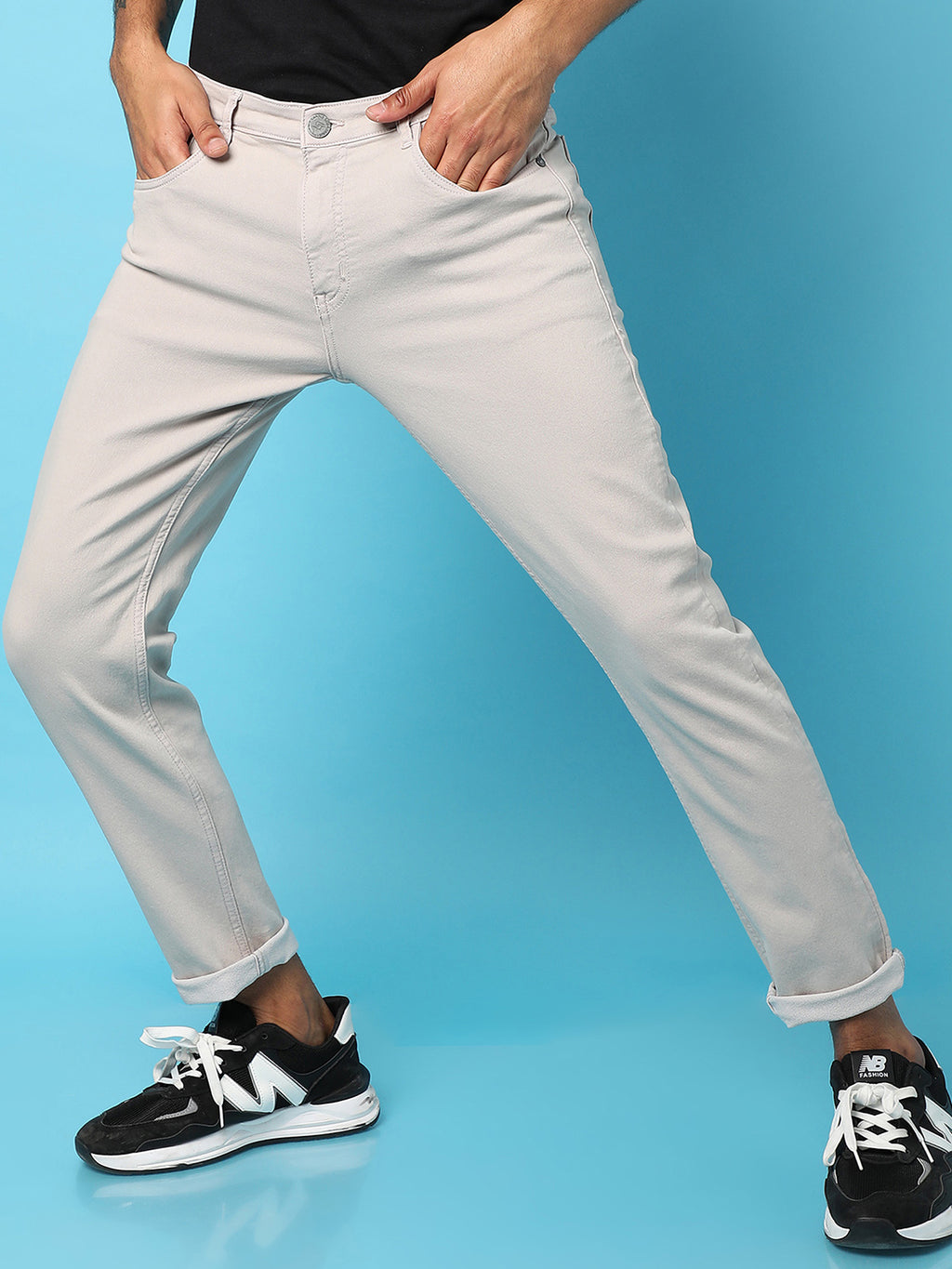 Rolled Hem Denim Jeans