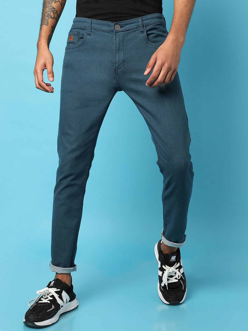 Rolled Hem Denim Jeans